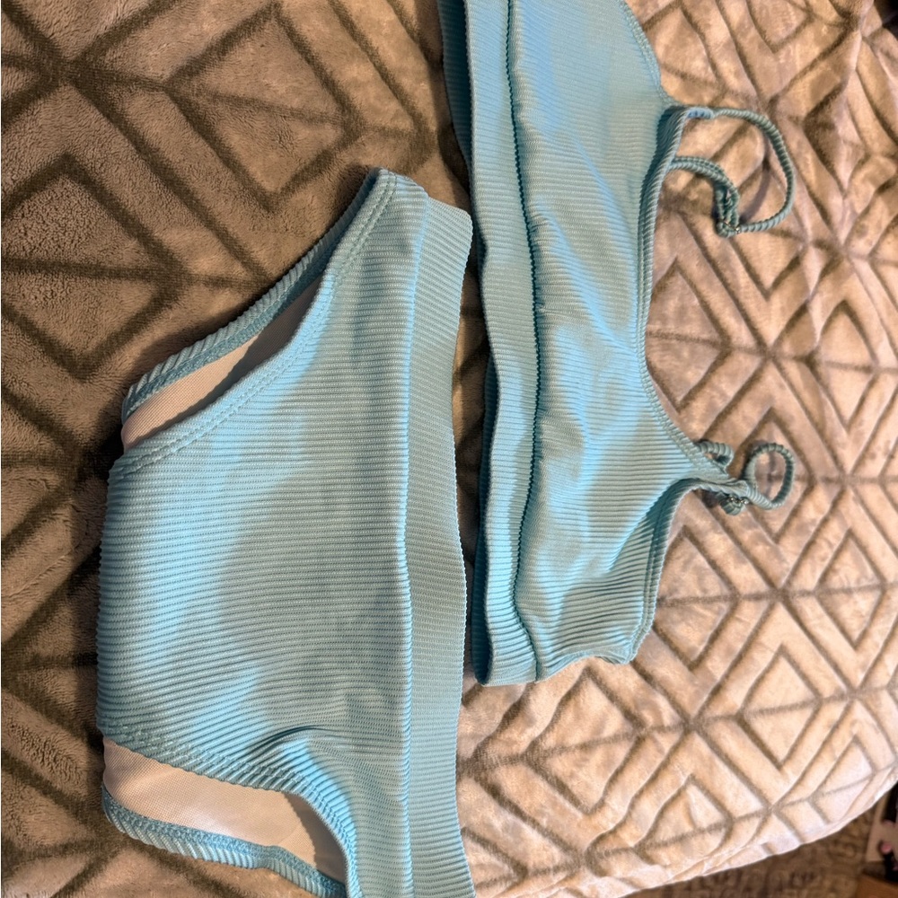 Light Blue Ribbed Bikini Set